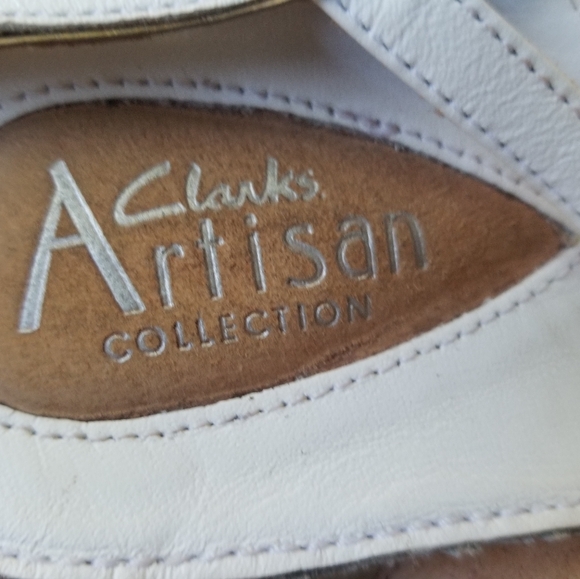 Size 10 High Heel Sandle Shoes Black Tsubo & White Clark's Artisan Collection - Picture 10 of 15